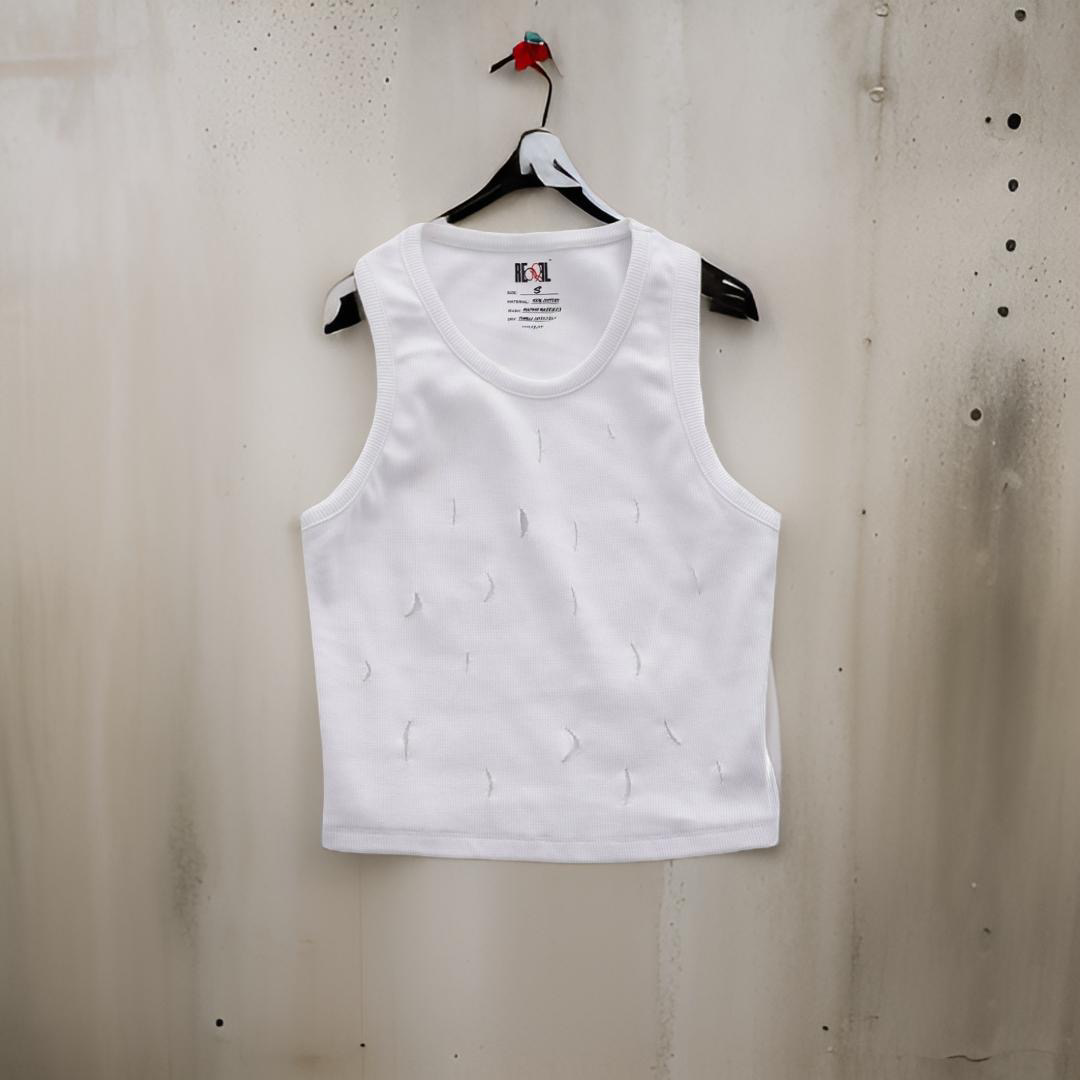 Raw Cut Ribbed Cotton Top