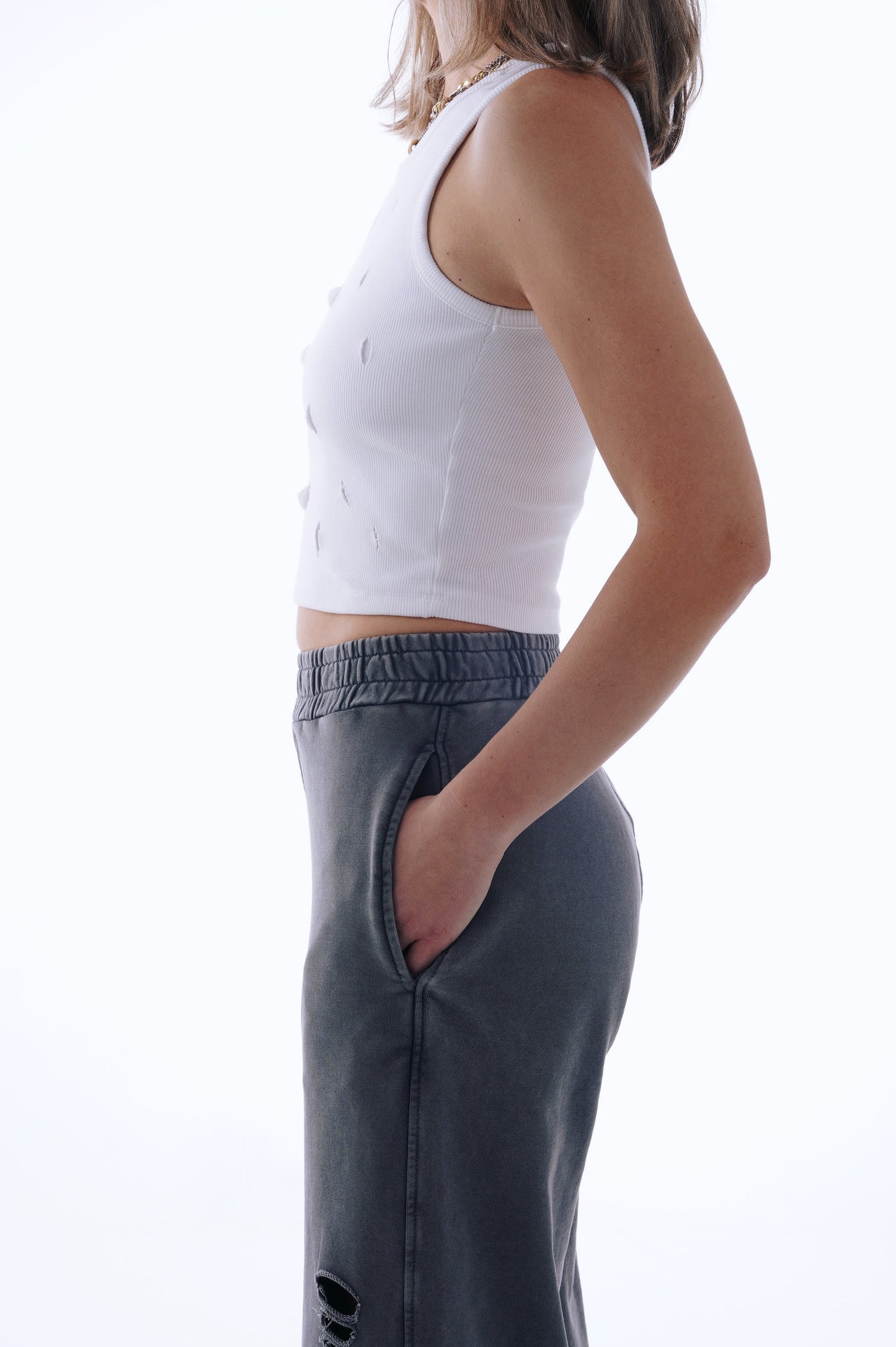 Raw Cut Ribbed Cotton Top