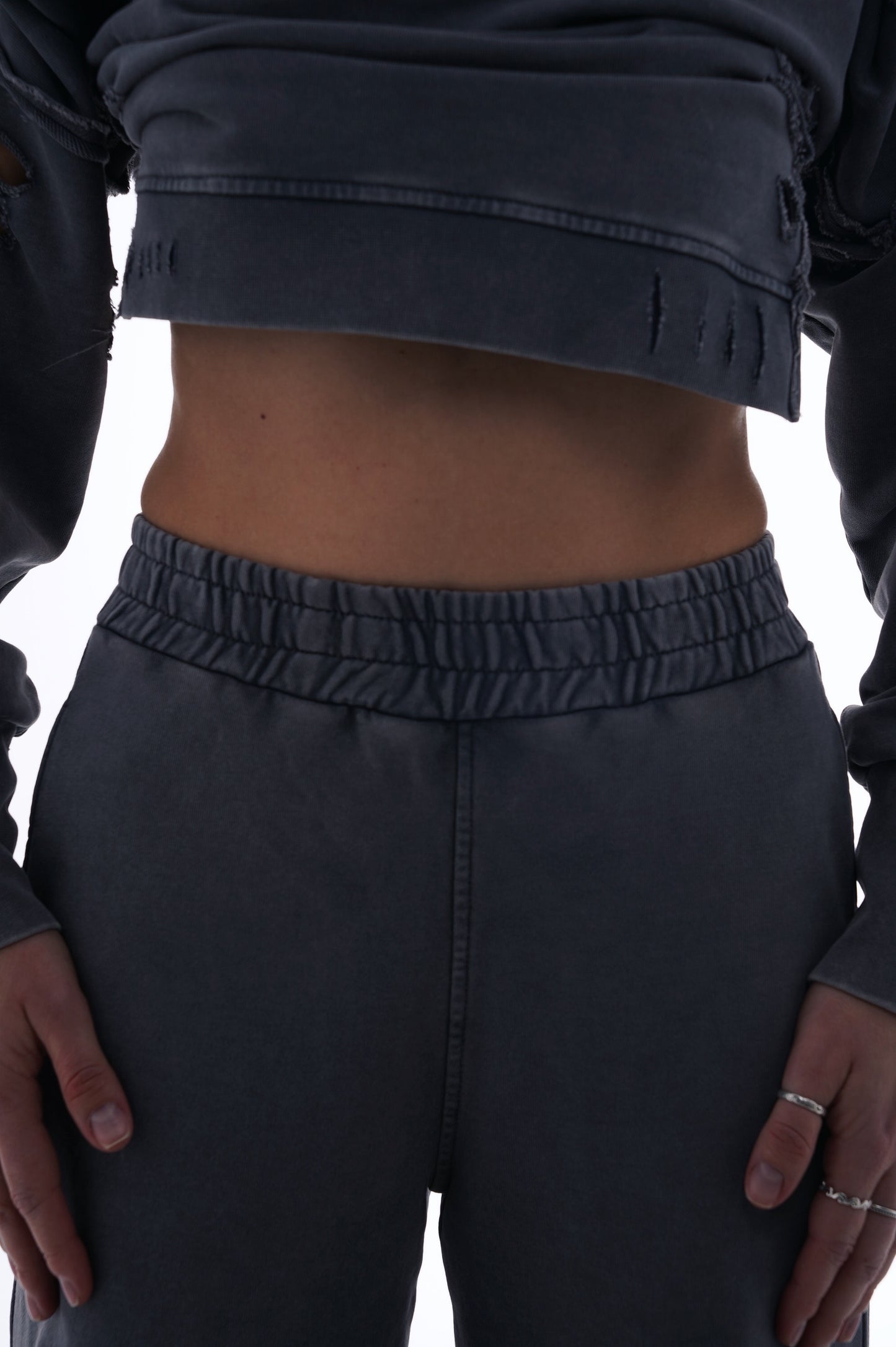 Distressed Oversized Sweatshirt - Steel Gray